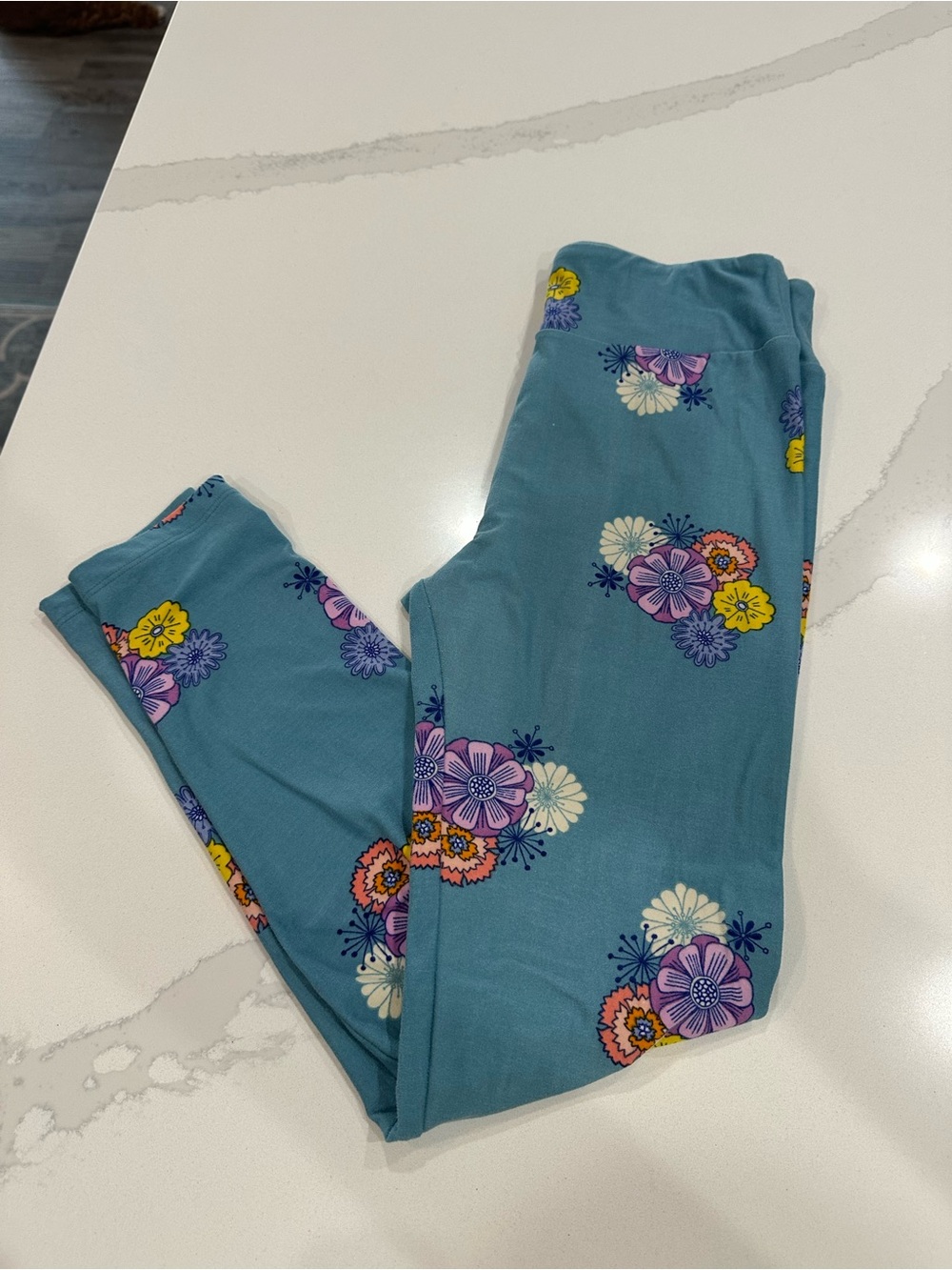 LuLaRoe Kids Teal Floral Leggings